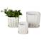 White Ceramic Modern Planter, S/3 7",6",5"H