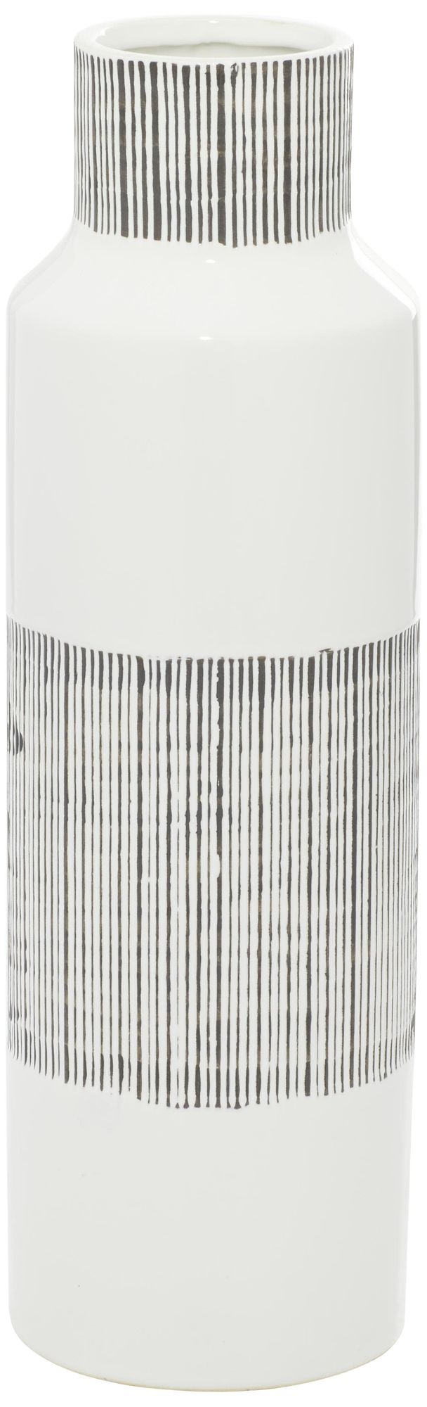 Image 4 White Ceramic Modern Vase, 6" x 6" x 18" more views