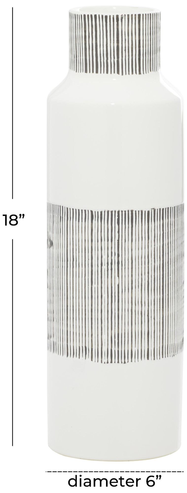 Image 5 White Ceramic Modern Vase, 6" x 6" x 18" more views