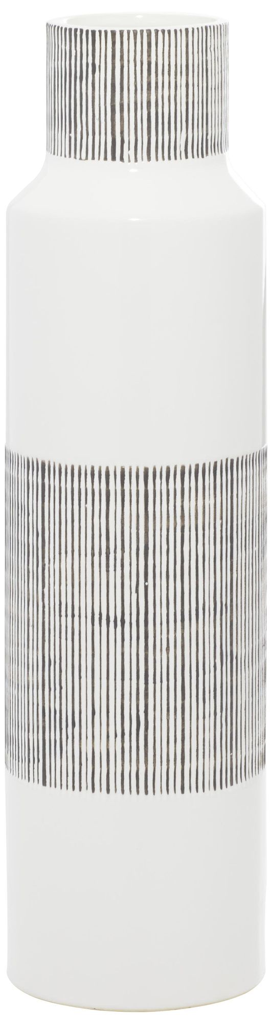 Image 4 White Ceramic Modern Vase, 6" x 6" x 22" more views