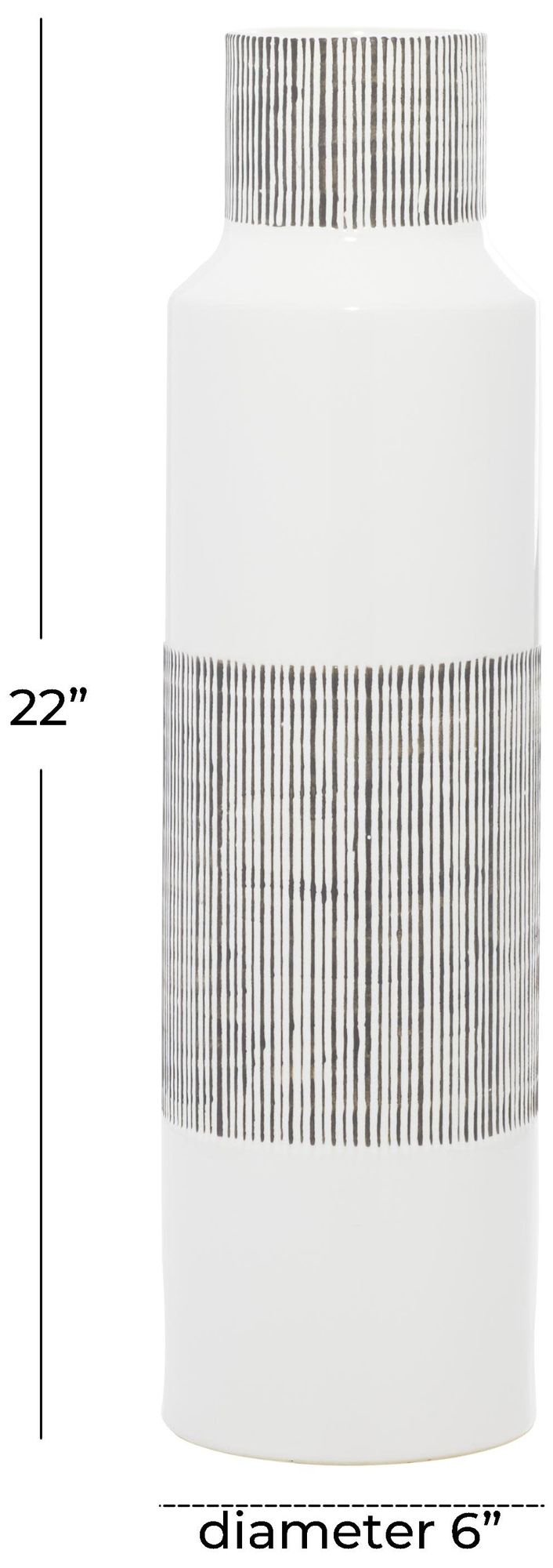 Image 5 White Ceramic Modern Vase, 6" x 6" x 22" more views