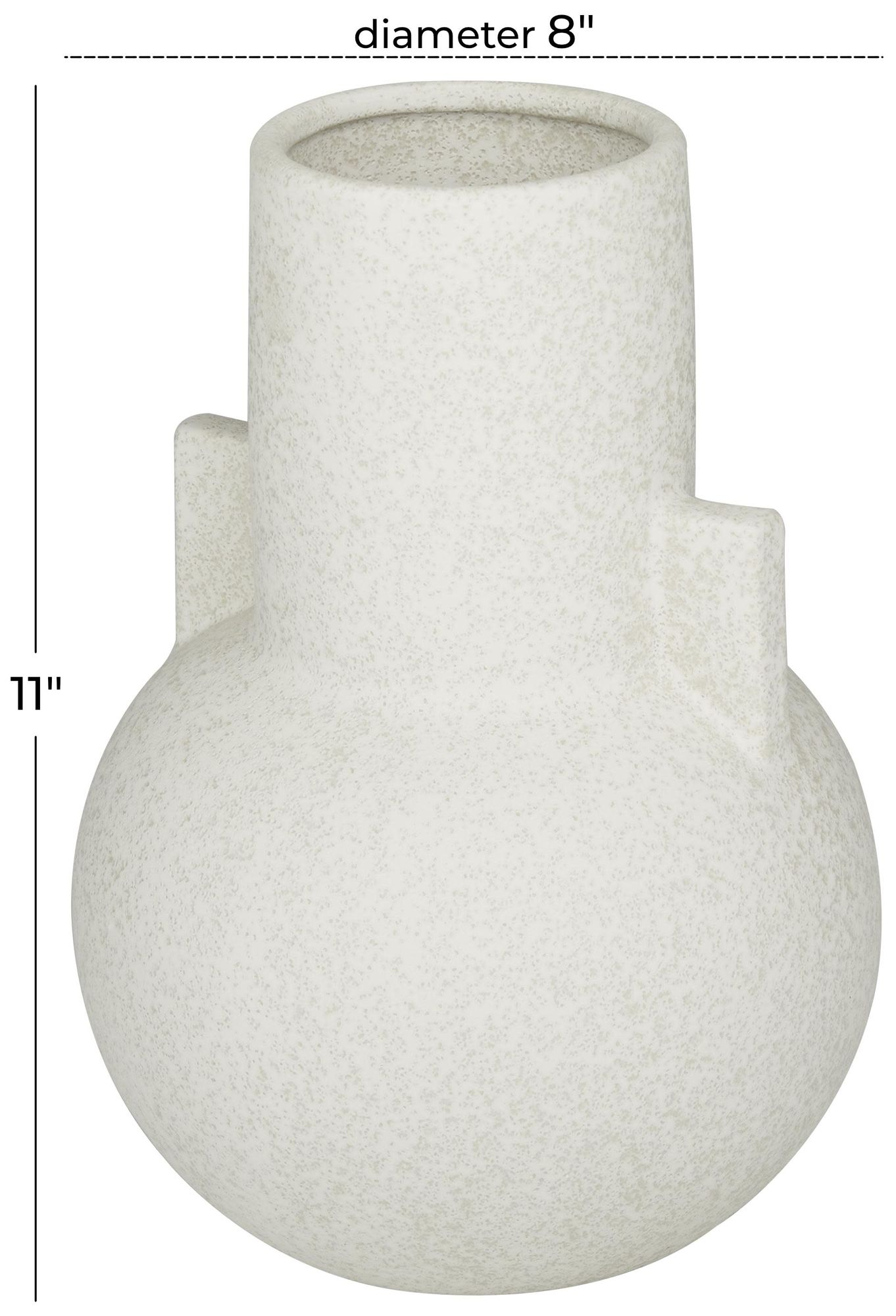 Image 7 White Ceramic Modern Vase, 8" x 8" x 11" more views