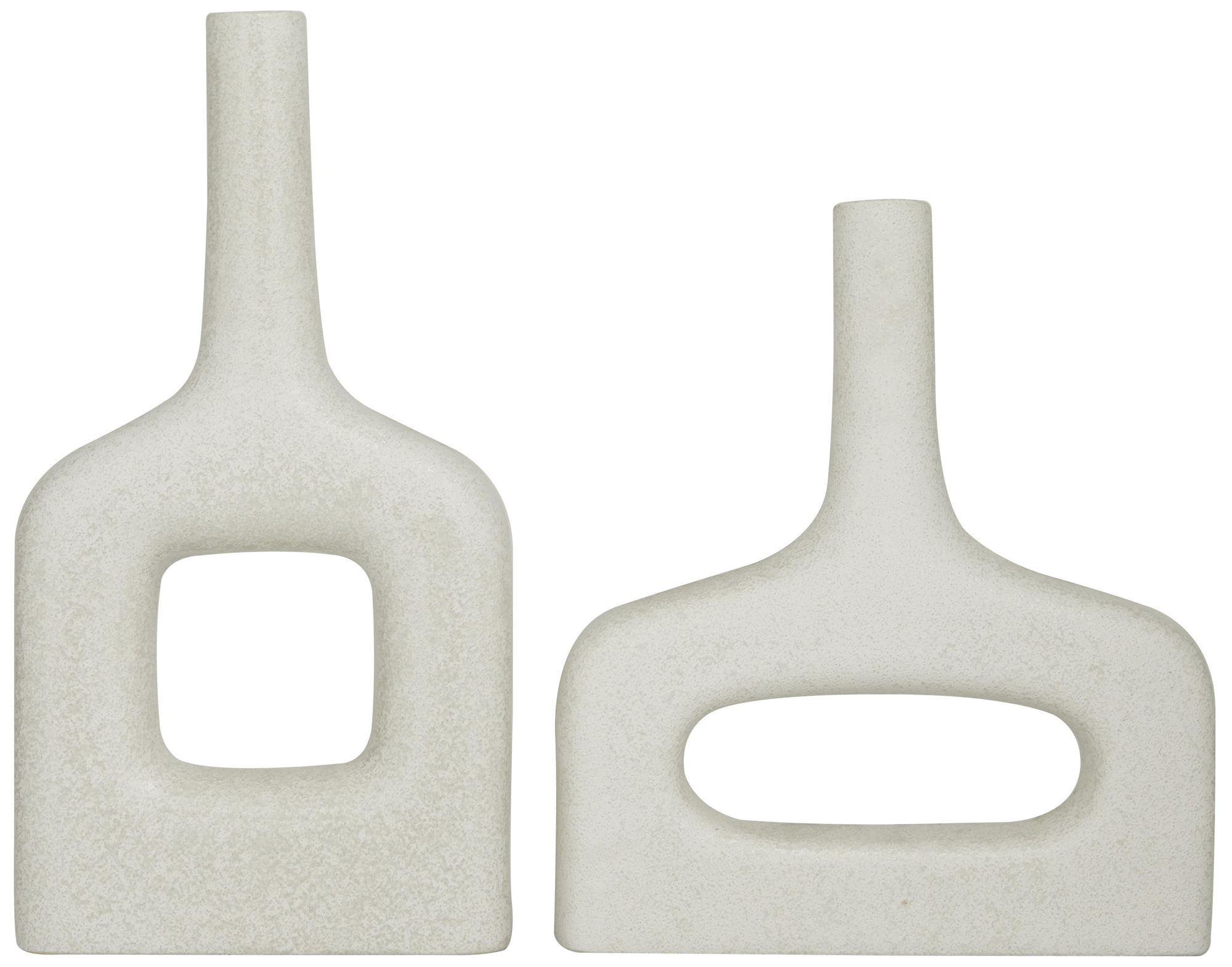 Image 4 White Ceramic Modern Vase, S/2 16", 13"H more views