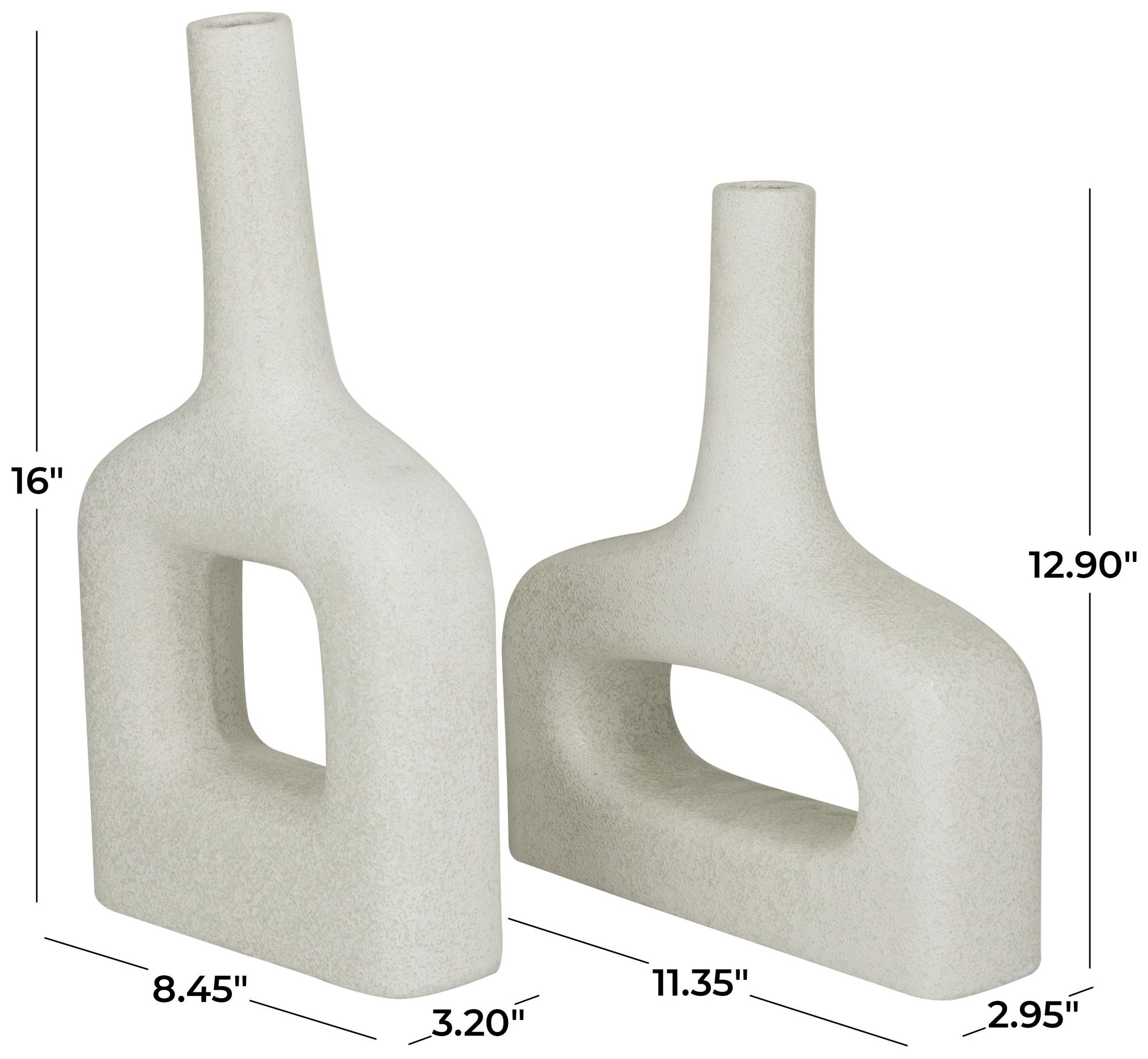 Image 6 White Ceramic Modern Vase, S/2 16", 13"H more views