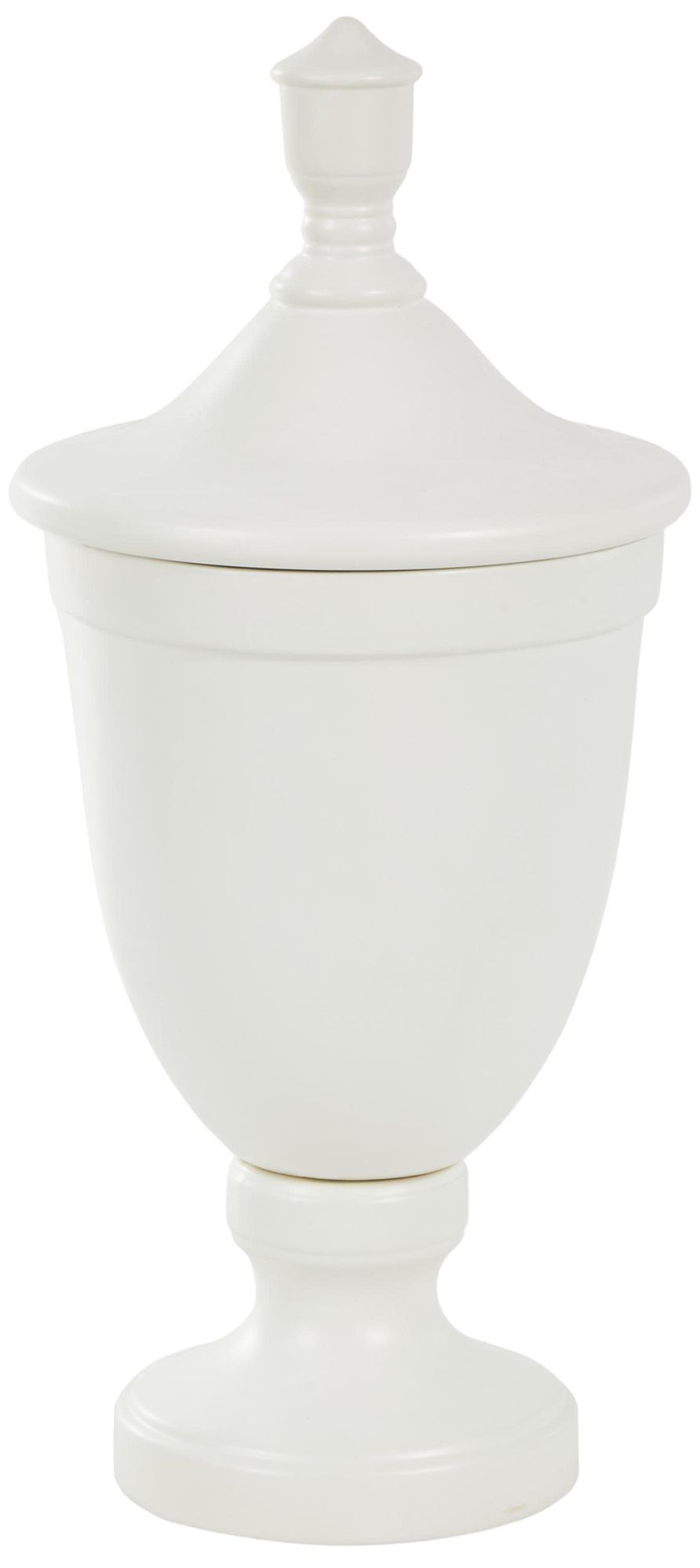 Image 6 White Ceramic Traditional Decorative Jars, 10" x 10" x 22" more views