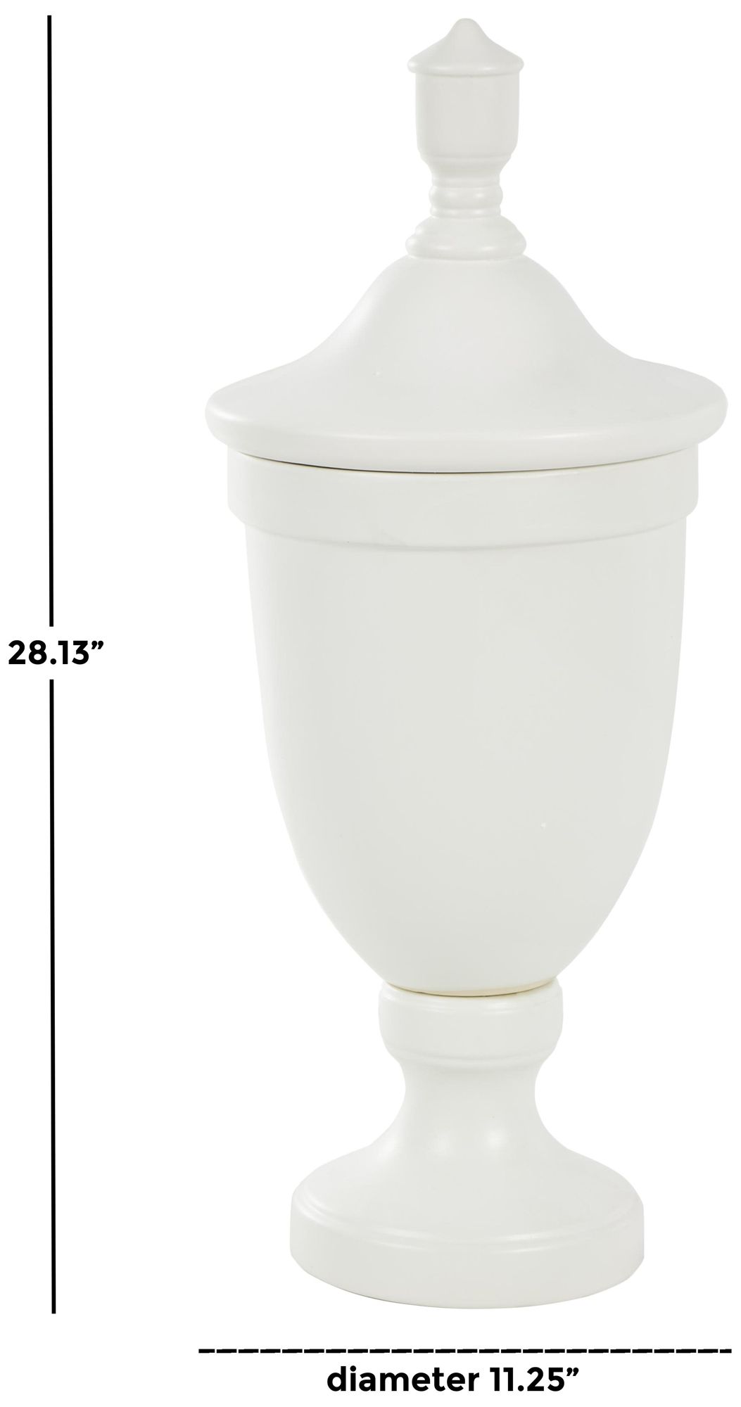 Image 7 White Ceramic Traditional Decorative Jars, 11" x 11" x 28" more views