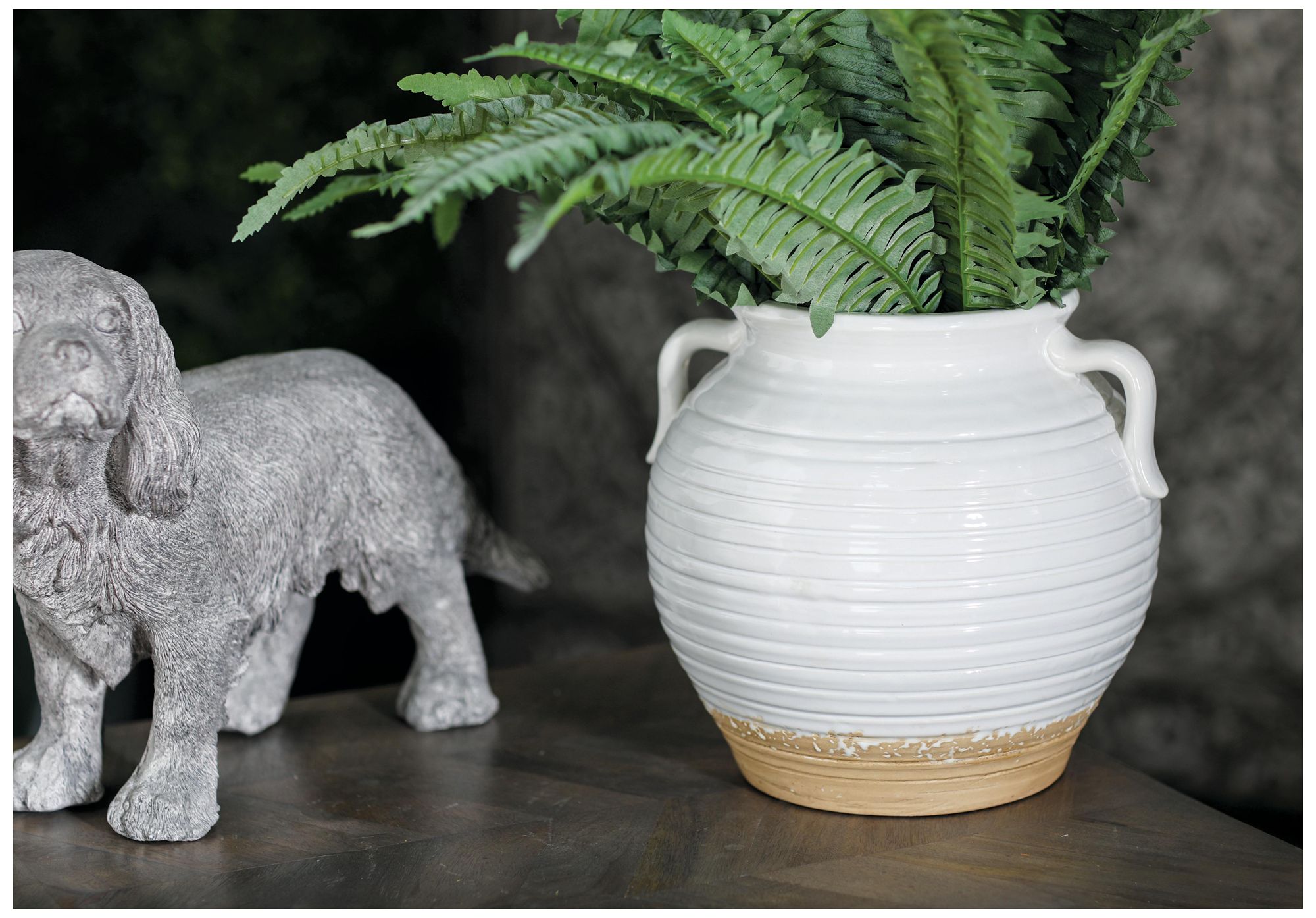 Image 4 White Ceramic Vintage Planter, 9" x 8" x 10" more views