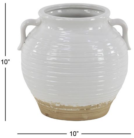 Image 6 White Ceramic Vintage Planter, 9" x 8" x 10" more views