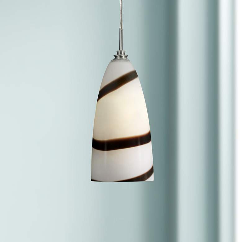 Image 1 White Chocolate Swirl Glass 4" Wide Low Voltage Mini Pendant