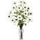 White Cosmos 27" High Faux Flowers in Glass Vase