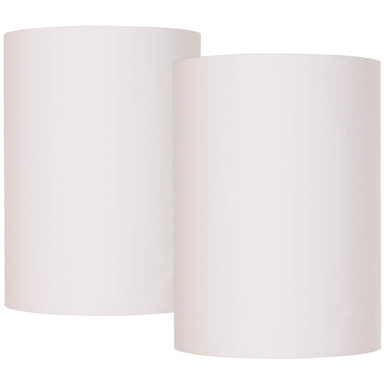 Image 1 White Cotton Set of 2 Tall Drum Lamp Shades 8x8x11 (Spider)