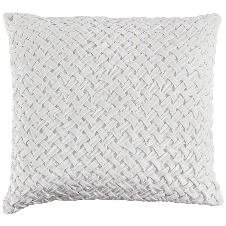 Image 1 White Cotton Velvet 20 inch Square Decorative Pillow