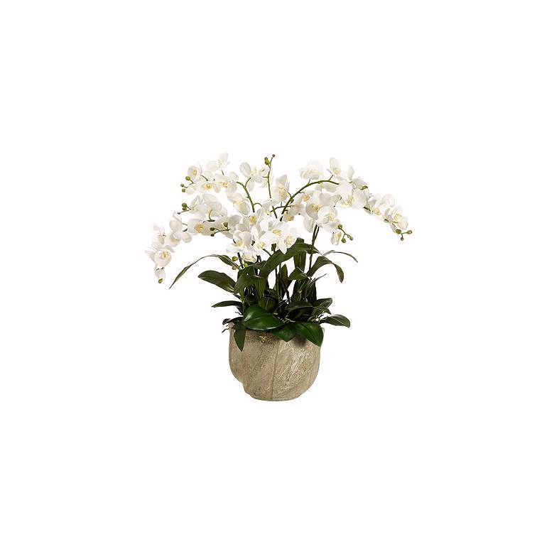Image 1 White Cymbidium Orchid 30 inch High Faux Floral Arrangement