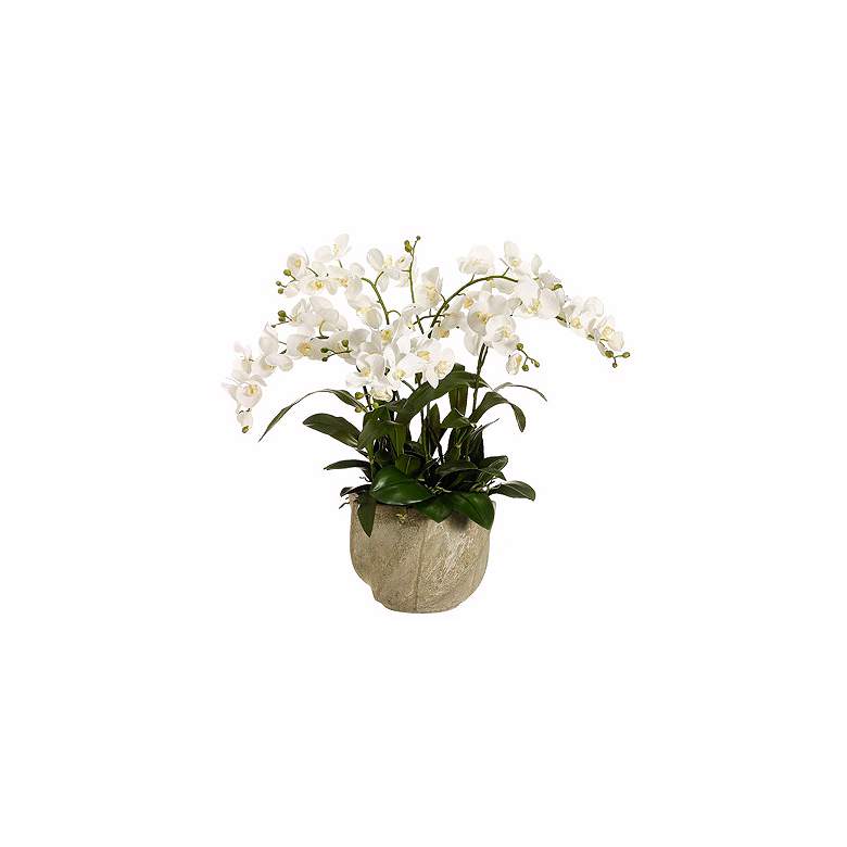 Image 1 White Cymbidium Orchid 30" High Faux Floral Arrangement