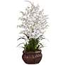 White Dancing Lady 30" High Faux Flowers in Burgundy Pot