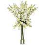 White Delphinium 38"H Faux Floral Bouquet in a Glass Vase