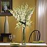 White Delphinium 38"H Faux Floral Bouquet in a Glass Vase