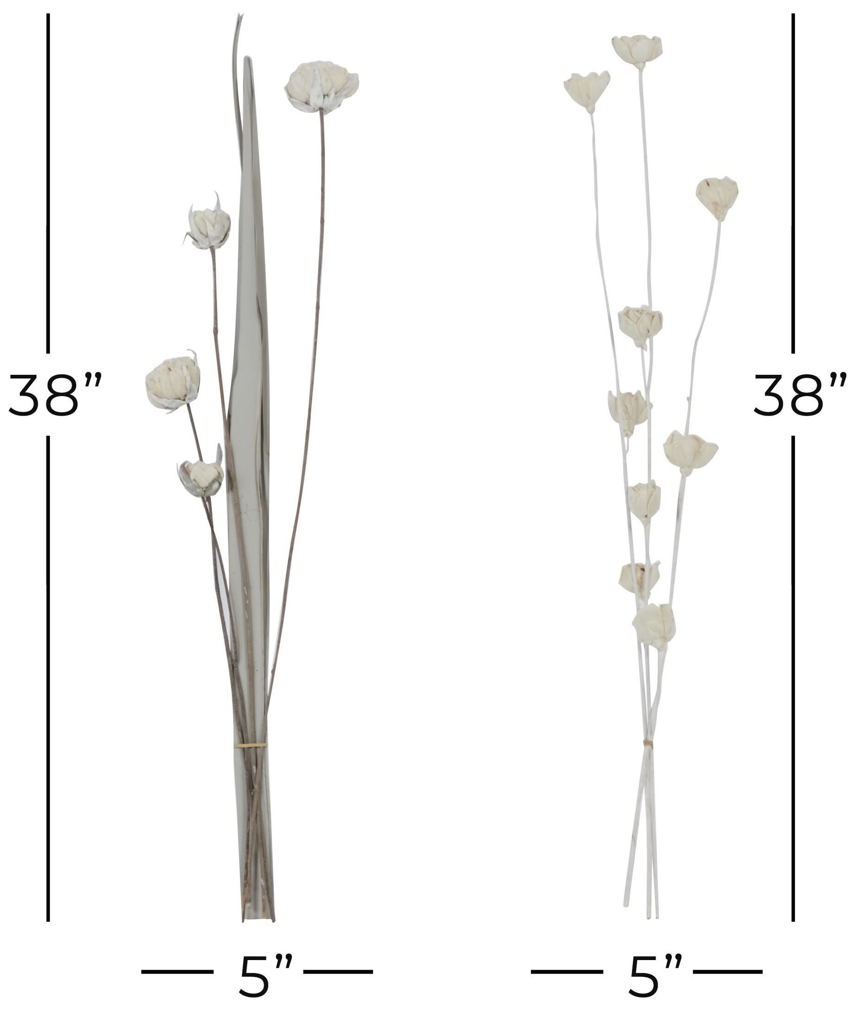 Image 7 White Dried Plant Coastal Natural Foliage, S/2 5"W, 38"H more views