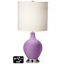 White Drum 2-Light Lamp - 2 Outlets and USB in African Violet