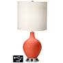 White Drum 2-Light Lamp - 2 Outlets and USB in Daring Orange