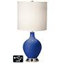 White Drum 2-Light Lamp - 2 Outlets and USB in Dazzling Blue