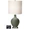 White Drum 2-Light Lamp - 2 Outlets and USB in Deep Lichen Green