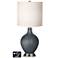 White Drum 2-Light Lamp - 2 Outlets and USB in Gunmetal Metallic