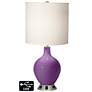 White Drum 2-Light Lamp - 2 Outlets and USB in Passionate Purple