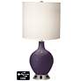 White Drum 2-Light Lamp - 2 Outlets and USB in Quixotic Plum