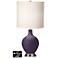 White Drum 2-Light Lamp - 2 Outlets and USB in Quixotic Plum