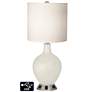 White Drum 2-Light Lamp - 2 Outlets and USB in Vanilla Metallic