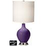 White Drum 2-Light Table Lamp - 2 Outlets and USB in Acai
