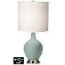 White Drum 2-Light Table Lamp - 2 Outlets and USB in Aqua-Sphere