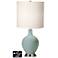 White Drum 2-Light Table Lamp - 2 Outlets and USB in Aqua-Sphere