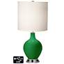 White Drum 2-Light Table Lamp - 2 Outlets and USB in Envy