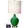 White Drum 2-Light Table Lamp - 2 Outlets and USB in Envy