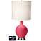 White Drum 2-Light Table Lamp - 2 Outlets and USB in Eros Pink
