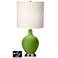 White Drum 2-Light Table Lamp - 2 Outlets and USB in Gecko