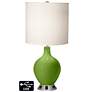 White Drum 2-Light Table Lamp - 2 Outlets and USB in Gecko