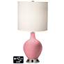 White Drum 2-Light Table Lamp - 2 Outlets and USB in Haute Pink
