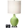 White Drum 2-Light Table Lamp - 2 Outlets and USB in Lime Rickey
