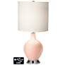 White Drum 2-Light Table Lamp - 2 Outlets and USB in Linen