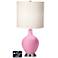 White Drum 2-Light Table Lamp - 2 Outlets and USB in Pale Pink