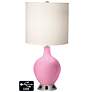 White Drum 2-Light Table Lamp - 2 Outlets and USB in Pale Pink
