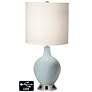 White Drum 2-Light Table Lamp - 2 Outlets and USB in Rain