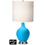 White Drum 2-Light Table Lamp - 2 Outlets and USB in Sky Blue