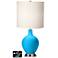 White Drum 2-Light Table Lamp - 2 Outlets and USB in Sky Blue
