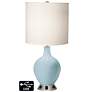 White Drum 2-Light Table Lamp - 2 Outlets and USB in Vast Sky