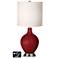 White Drum 2-Lt Lamp - Outlets and USB in Cabernet Red Metallic