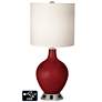 White Drum 2-Lt Lamp - Outlets and USB in Cabernet Red Metallic